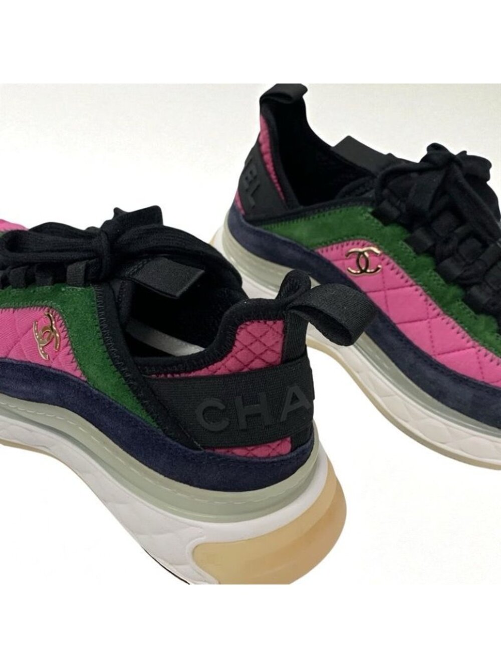 Chanel Sneakers Shoes Fabric Suede Pink Coco Mark Logo - Picture 9 of 9